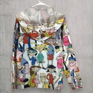 Hey Arnold Nickelodeon Cartoon Windbreaker Jacket Size S Hooded Colorblock Retro